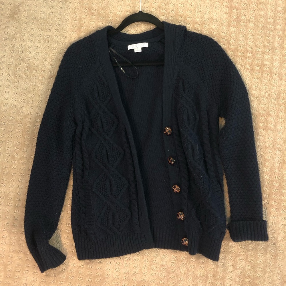 Navy knit cardigan with buttons